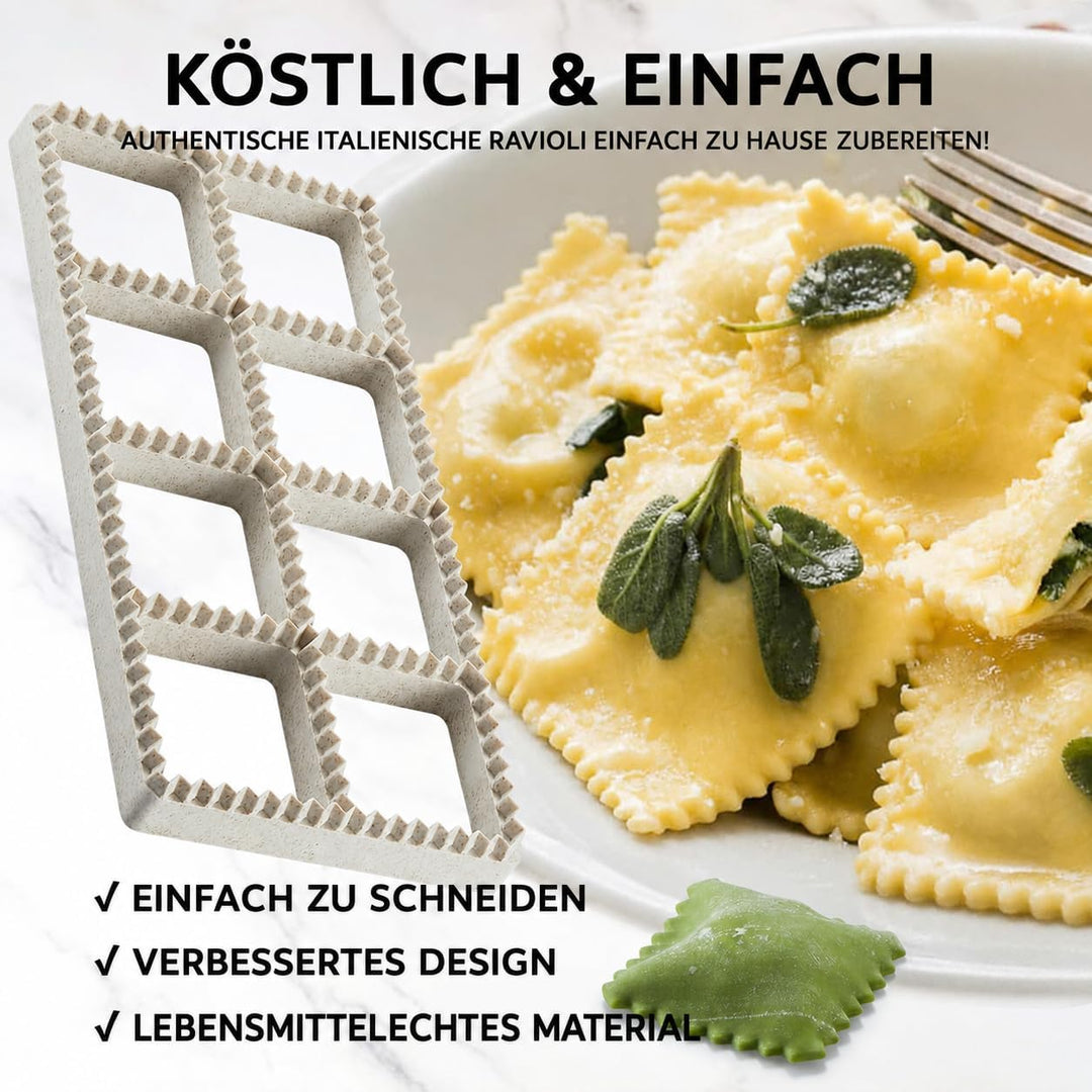 Ravioli Maker Set, 5-teilig, 8er Ravioliform mit Nudelholz &amp; Teigrädchen, 5-Teilig