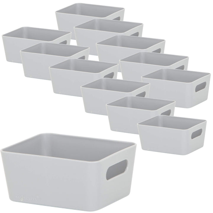 12x Ordnungsboxen - 6cm hoch - GRAU - 12,5x10x6cm - 1 Liter - Ordnungskorb - Schubladenorganizer Sch