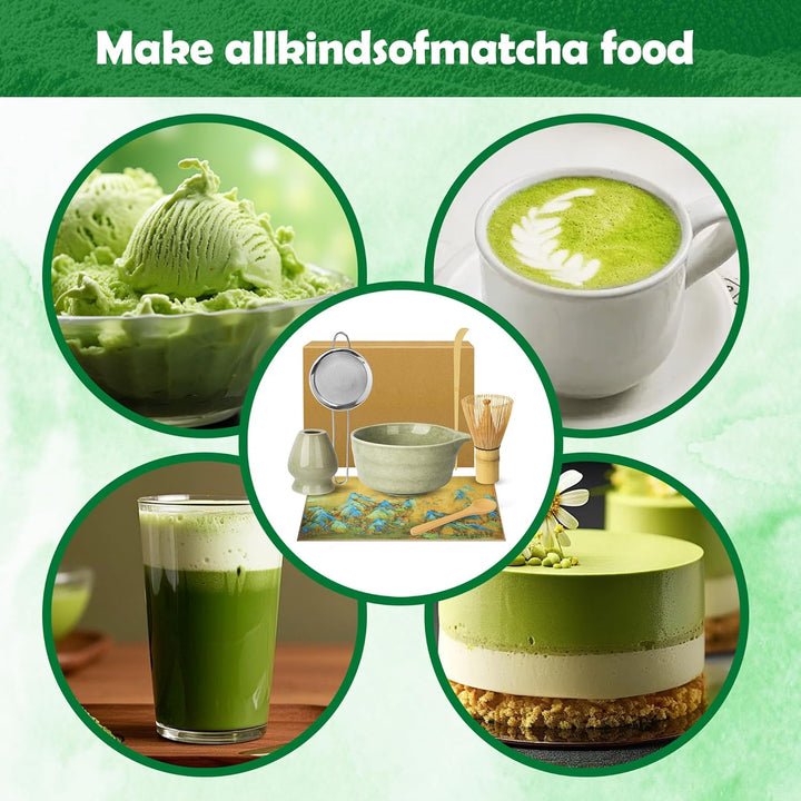 Matcha Set - Matcha Tea Set 7 Piece Matcha Besen Set, Matcha Zubehör - Matcha Set für Einsteiger - S