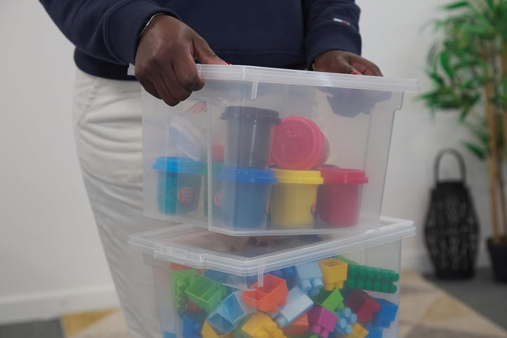 Iris Ohyama, 6er-Set Aufbewahrungsboxen aus Kunststoff, Multifunktional, 10 L, Deckel, Ergonomischer