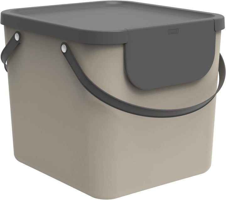 Rotho Albula Mülltrennungssystem 40l für die Küche, Kunststoff (PP), beige/anthrazit Cappuccino/Anth