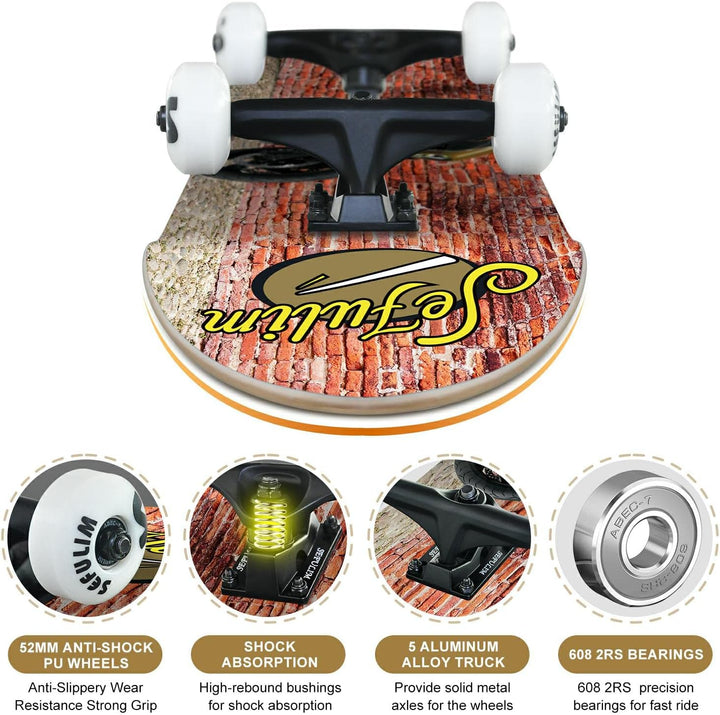 Sefulim Skateboard Adult Komplettboard 31 x 8 Zoll£¬ mit ABEC-7 Kugellager 7 Layer Ahorn f¨¹r Anf?ng