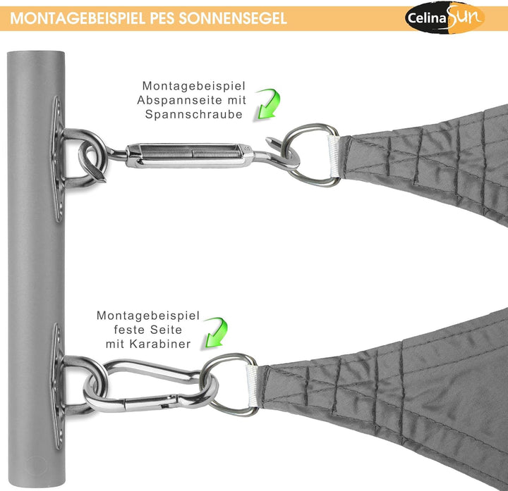 CelinaSun Sonnensegel inkl Befestigungsseile Premium PES wasserabweisend imprägniert Quadrat 3,6 x 3