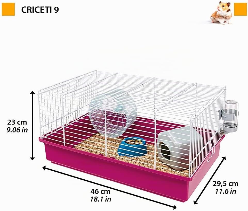 Ferplast Hamsterkäfig, Nagerkäfig, Kleintierkäfig, Hamsterzubehör inklusive, 46 x 29,5 x h 23 cm Bia
