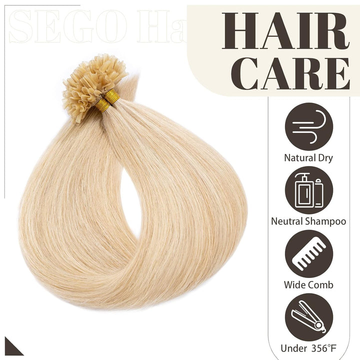 SEGO Extensions I Tip Echthaar Haarverlängerung Keratin Bondings Human Hair 100 Strähnen Dutt 50 cm