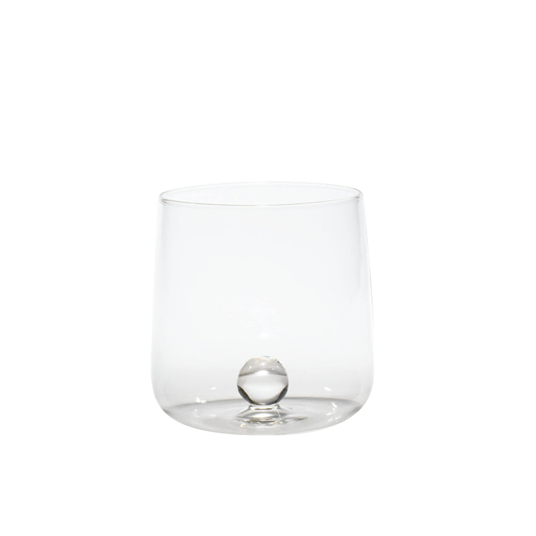 Zafferano Bilia Glasbecher - Handgemachtes Transparent Glas, Verziert mit bunter Glaskugel im Innere