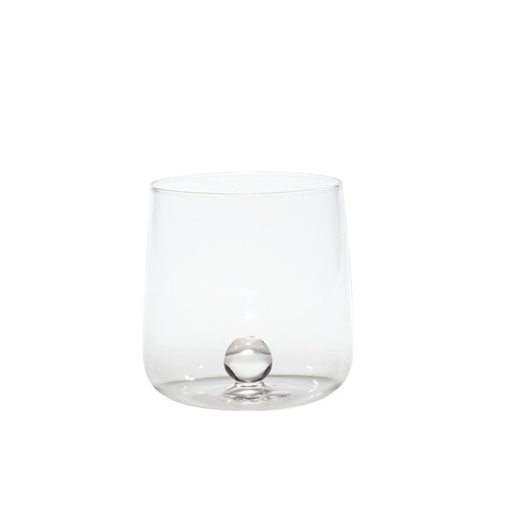 Zafferano Bilia Glasbecher - Handgemachtes Transparent Glas, Verziert mit bunter Glaskugel im Innere