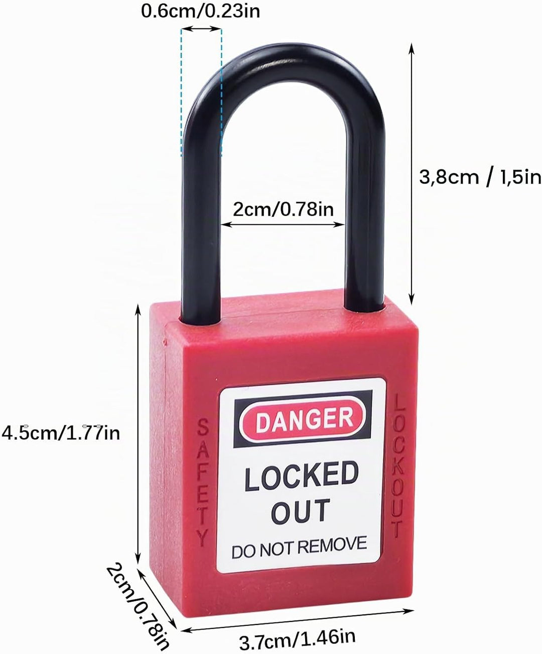 10 Stück Lockout Vorhängeschloss, 38mm Nylon-Sicherheits-Vorhängeschloss mit Schlüssel, Lockout-Schl