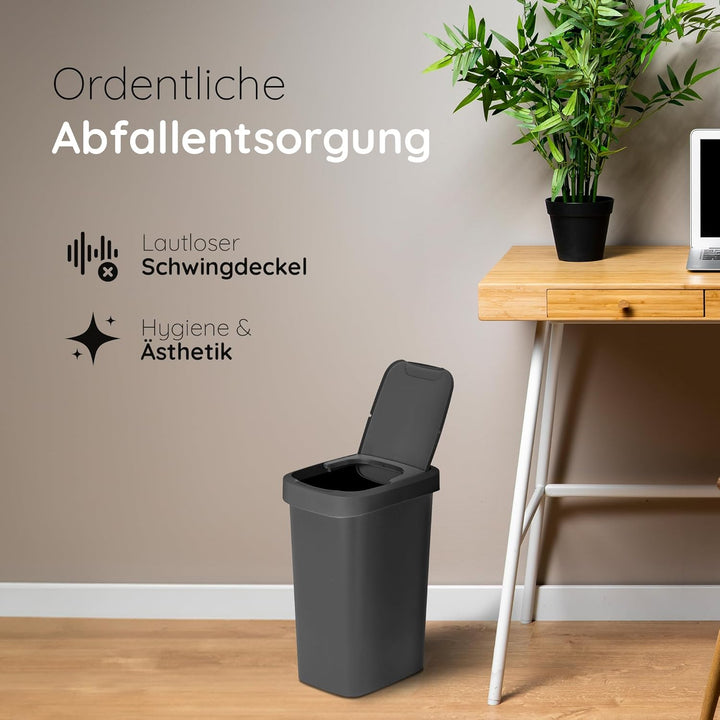 Novaliv Mülleimer 25L mit 2in1 Deckel, Klappdeckel & Schwingdeckel, Anti-Geruch Abfalleimer für Küch