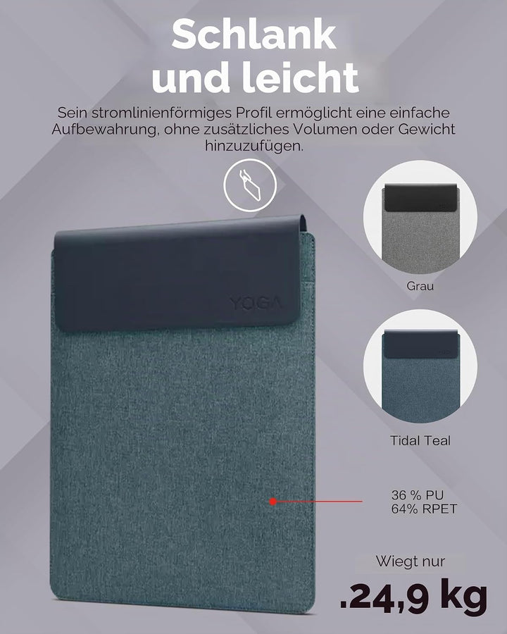 Lenovo Yoga Laptophülle|14,5 Zoll|Magnetverschluss|schlank & leicht, aus recycelten Materialien|Sepa