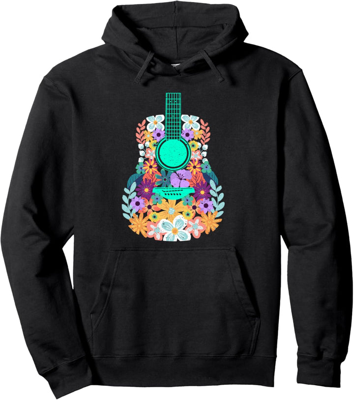 Gitarrenblumen Blumenmusik Festival Glück positiv Pullover Hoodie