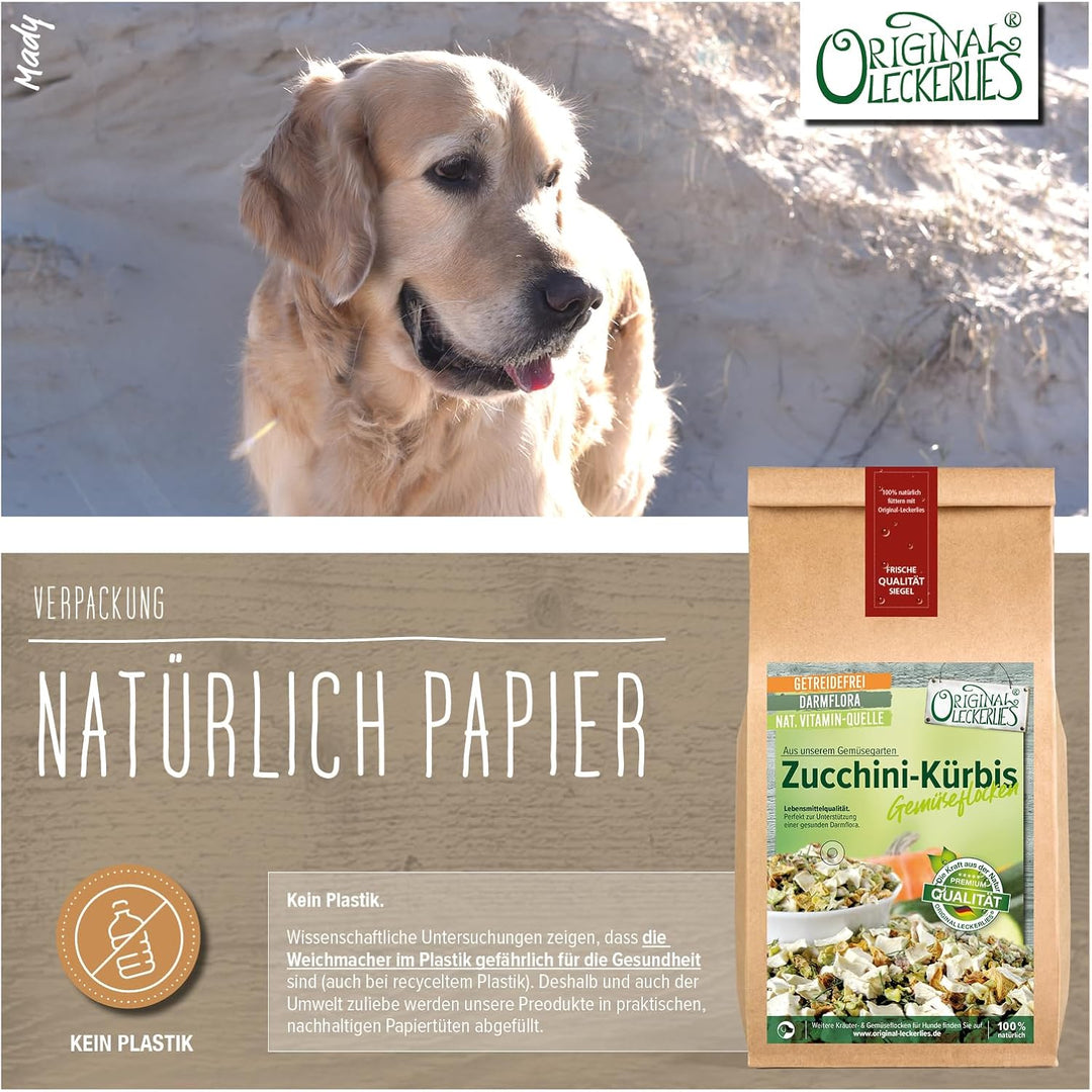 Original-Leckerlies: Zucchini-Kürbis-Gemüseflocken, 2 kg getreidefreie Gemüseflocken, Hundeflocken,