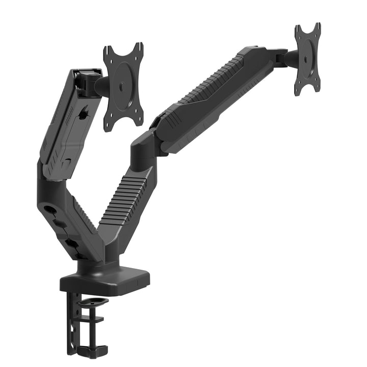 HFTEK Monitor TV Halter Mounts Doppel Tischhalterung für 2 Bildschirme von 15 bis 27 Zoll – VESA 75/