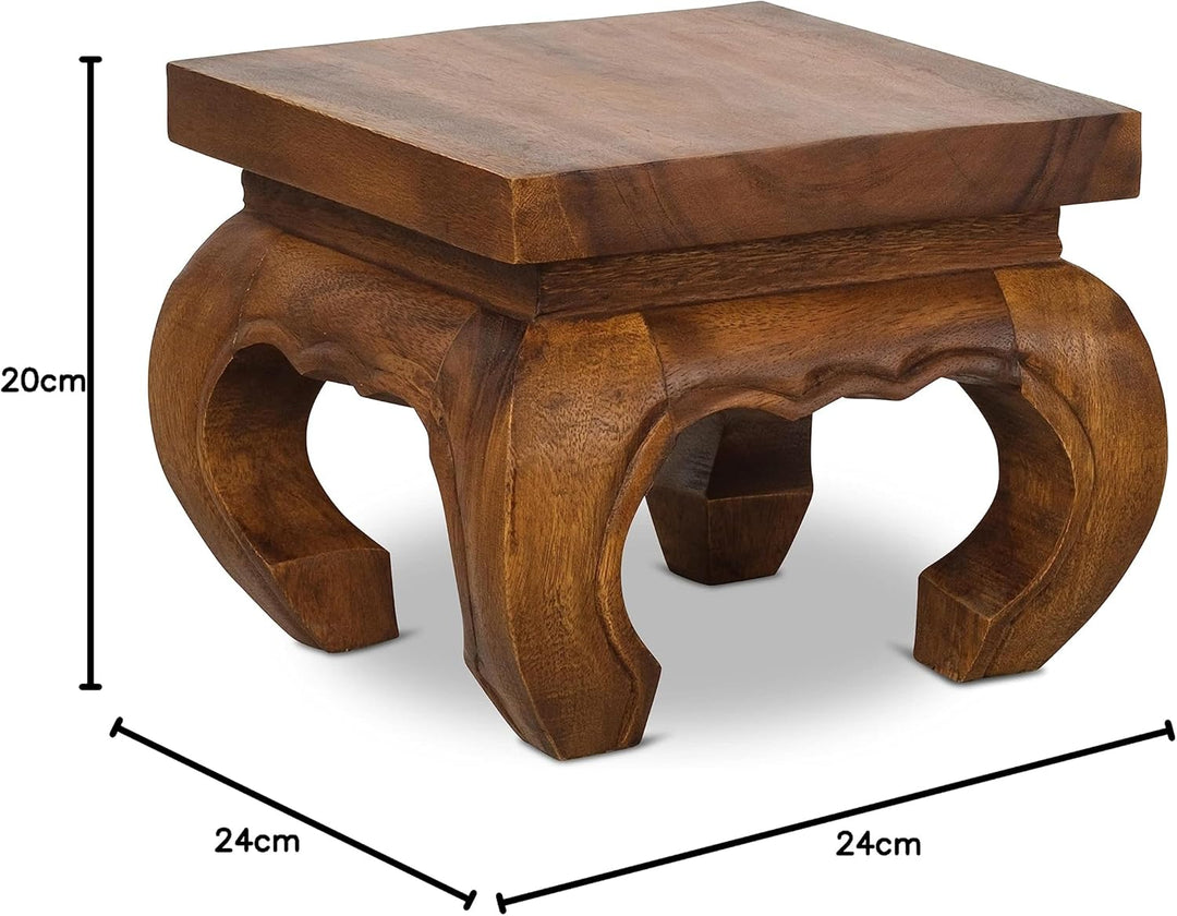 livasia Opiumtisch aus Massivholz – 24x24x20cm – Handgeschnitzter Beistelltisch Holz aus Thailand, N