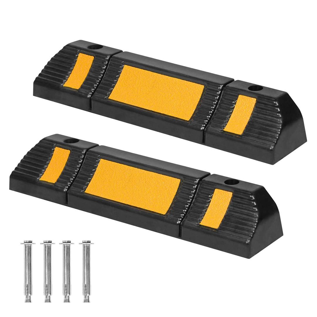 NAIZY Radstopper 2er Gummi Parkstopper Parkplatzbegrenzung 60x12x10cm Parkplatzmarkierung mit Dehnsc