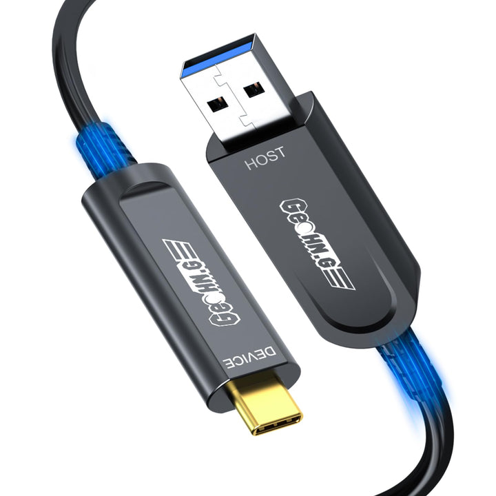 Glasfaser USB A auf USB C Kabel 10M, 10Gbps USB 3.1 High-Speed Datenübertragung Aktives Optisches US