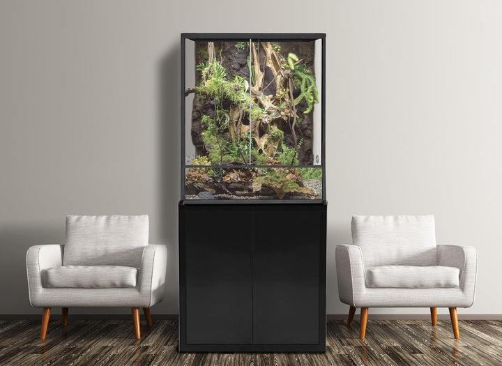 Reptiles Planet Aluminium Elegance Terrarium für Reptilien/Amphibien 30 x 30 x 45 cm, Schwarz Schwar