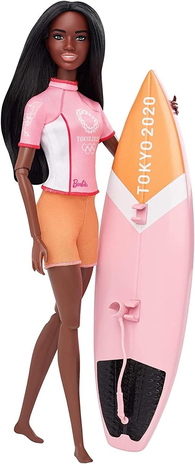 Barbie GJL76 - Olympische Sommerspiele Tokyo 2020 Surferin Puppe mit Outfit, Tokyo 2020-Jacke, Medai