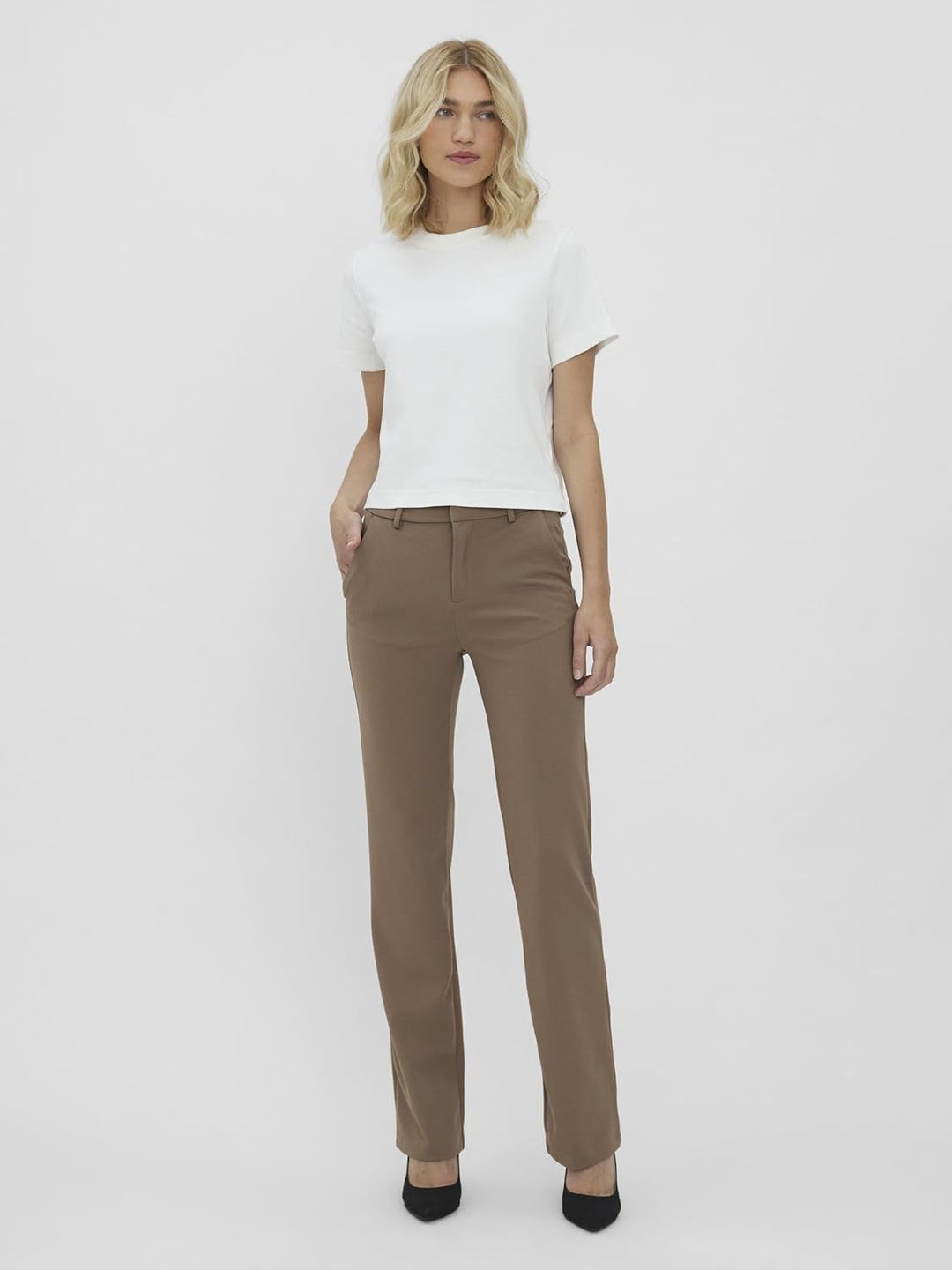 Vero Moda Female Hose VMZAMIRA Mittlere Taille Hose XS / 34L Fossil, XS / 34L Fossil