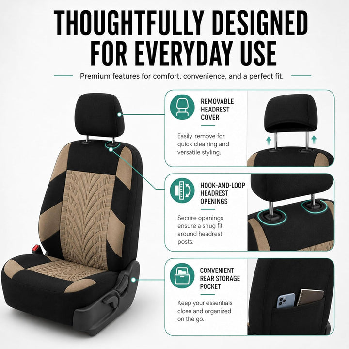 FH GROUP Autositzbezüge, komplettes Set, Premium-Tuch – universelle Passform, Automobil-Sitzbezug, n