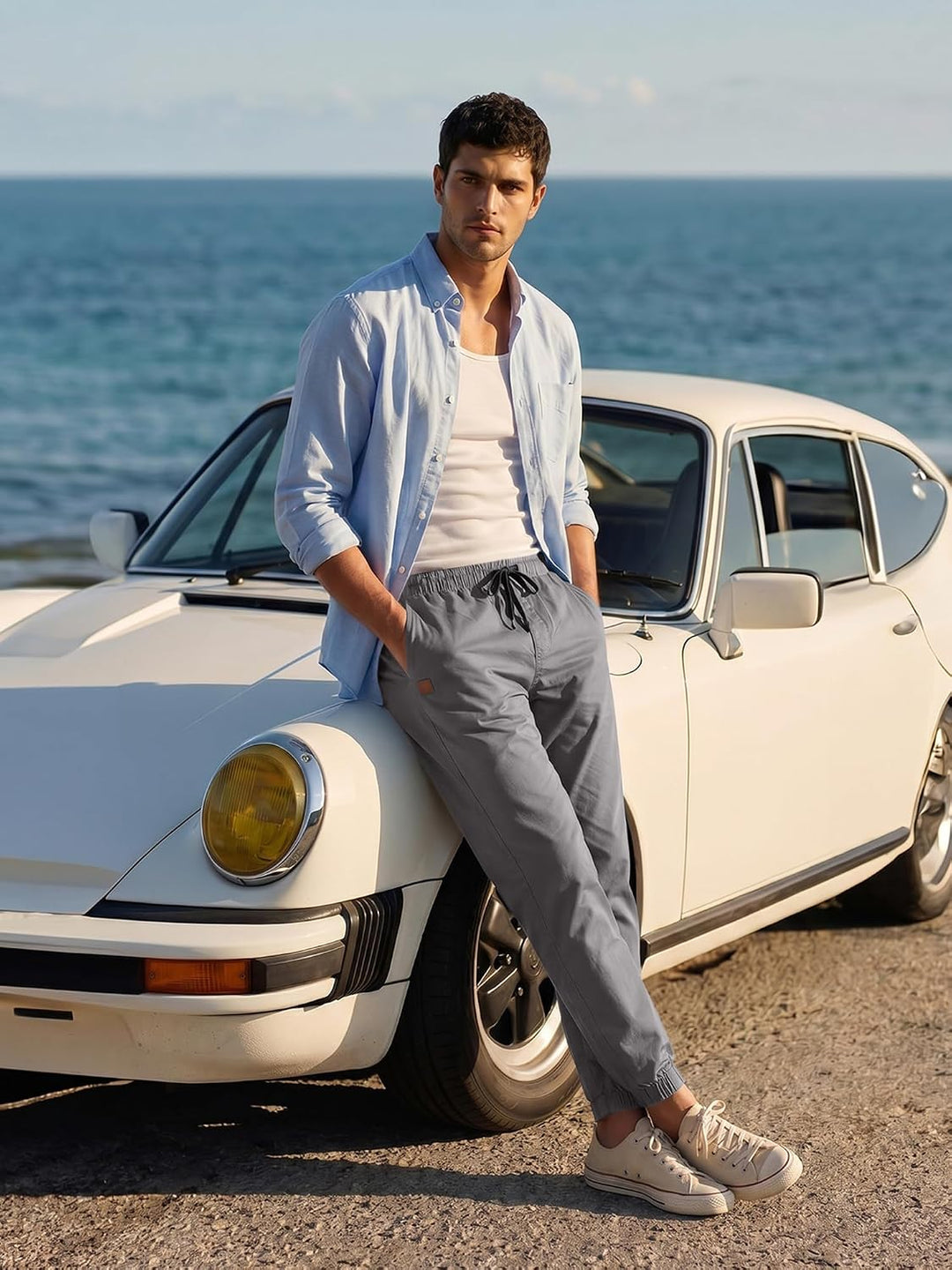 JMIERR Herren Hose Chino Cargo Hose Jogginghose Herren Baumwolle Sporthose Casual Freizeithose Elast