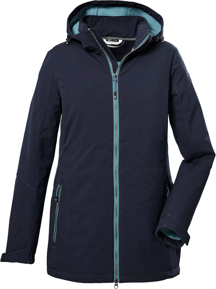 Killtec Damen Kow 8 Wmn Sftshll Jckt Softshelljacke/Outdoorjacke mit abzippbarer Kapuze 44 dunkelnav
