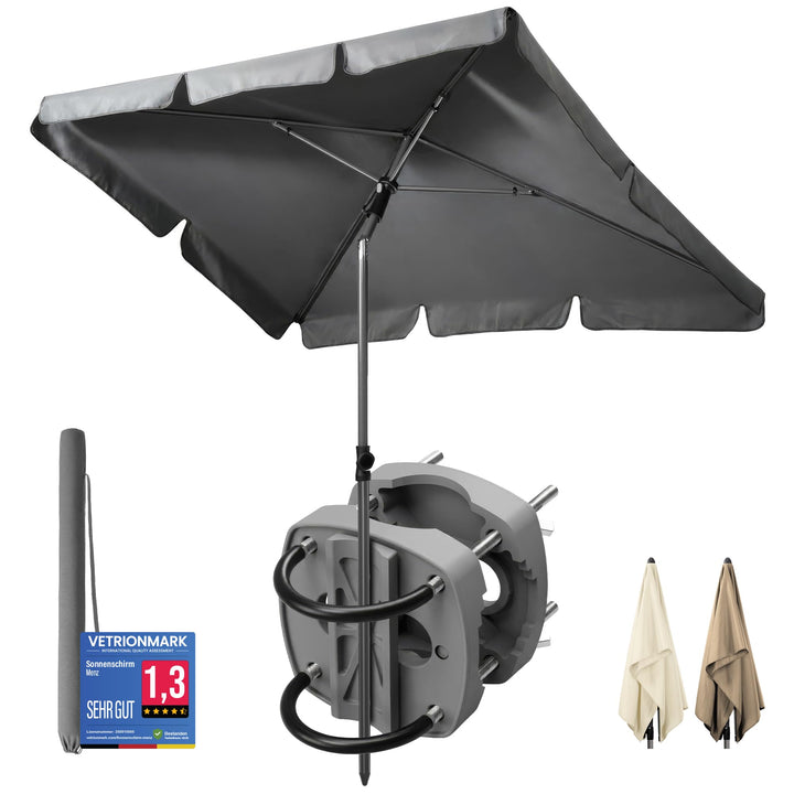 4smile Sonnenschirm Balkon SunnyShade - Sonnenschutz Balkon 3-in-1 SET, Anthrazit - UPF 50+ Sonnensc
