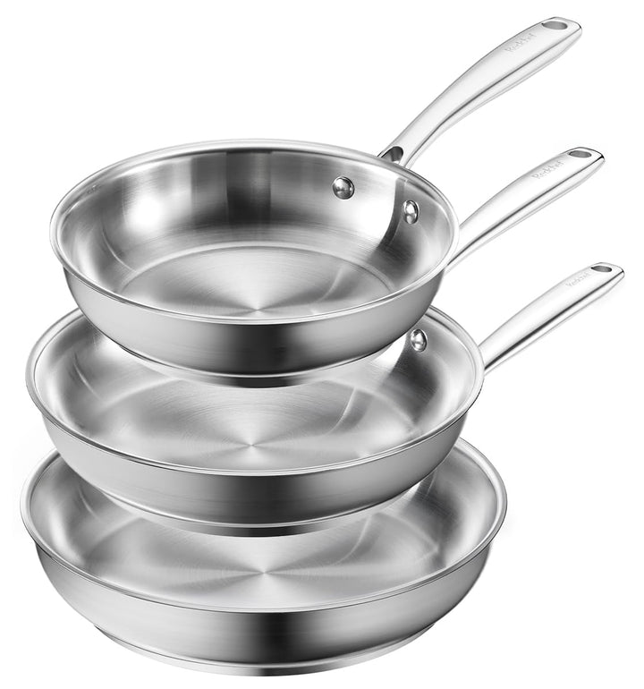 Redchef Pfannenset Induktion Set, 3-teilig edelstahlpfanne unbeschichtet Schüttrand Bratpfanne für a