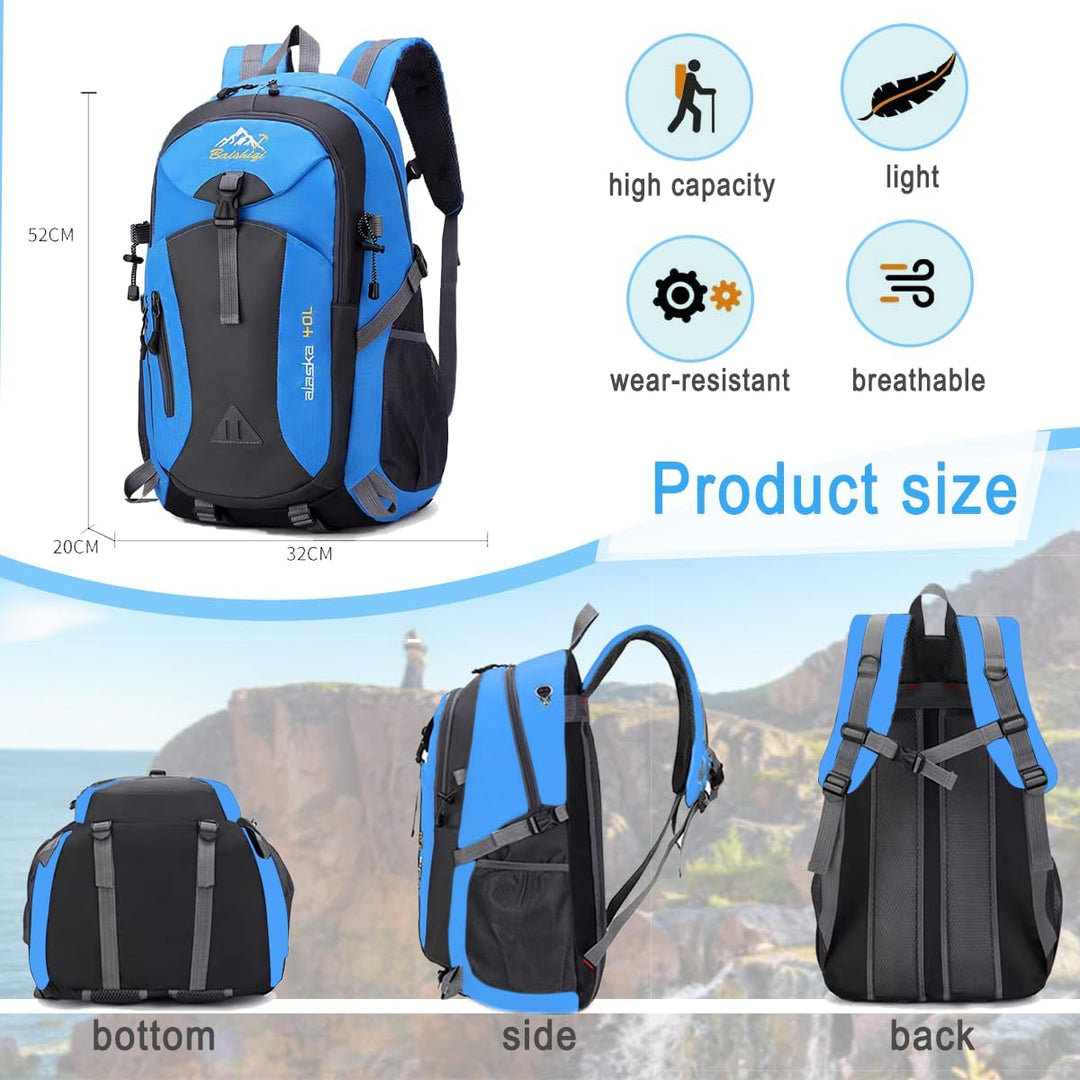Wanderrucksack Herren Damen 40L Wasserdichter Rucksack Leicht Gross Reiserucksack，Outdoorrucksack mi