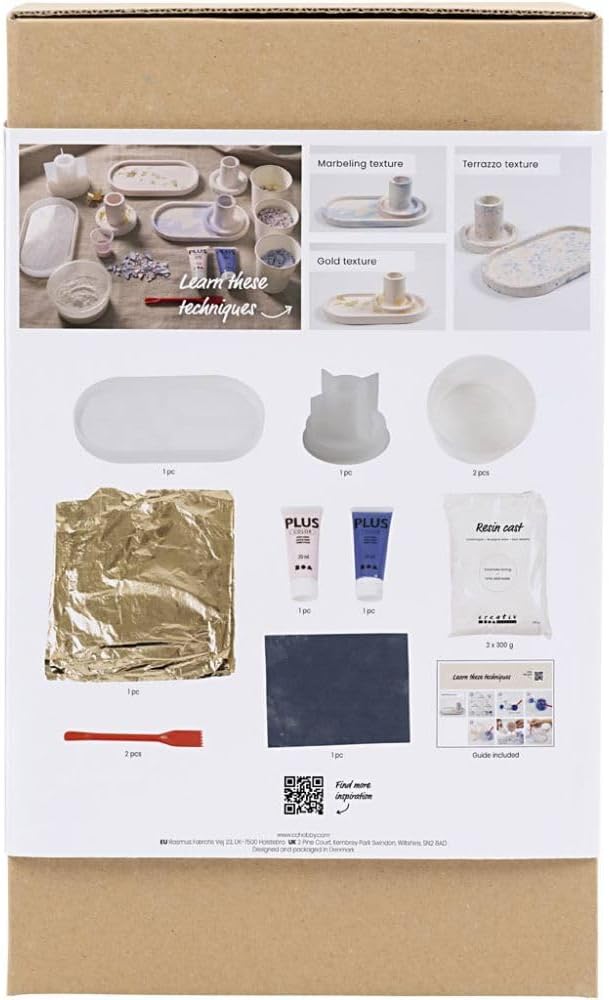 Creativ Starter Bastelset Resin Casting, blau, hellrosa, weiss, 3 Kerzenhalter und 2 Tabletts, 1 Pac