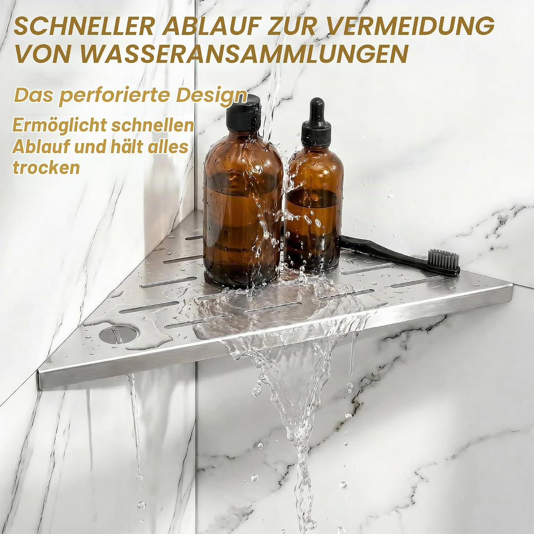 Duschablage Edelstahl Ecke 2 Stück, Eingelassen Dreieck Eckregal Bad, Rostfrei Dusche Eckregal mit S