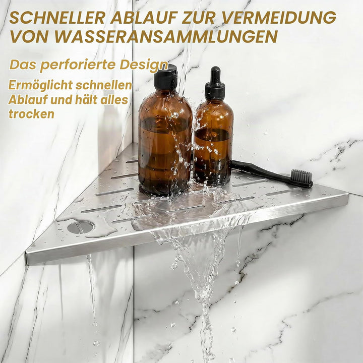 Duschablage Edelstahl Ecke 2 Stück, Eingelassen Dreieck Eckregal Bad, Rostfrei Dusche Eckregal mit S