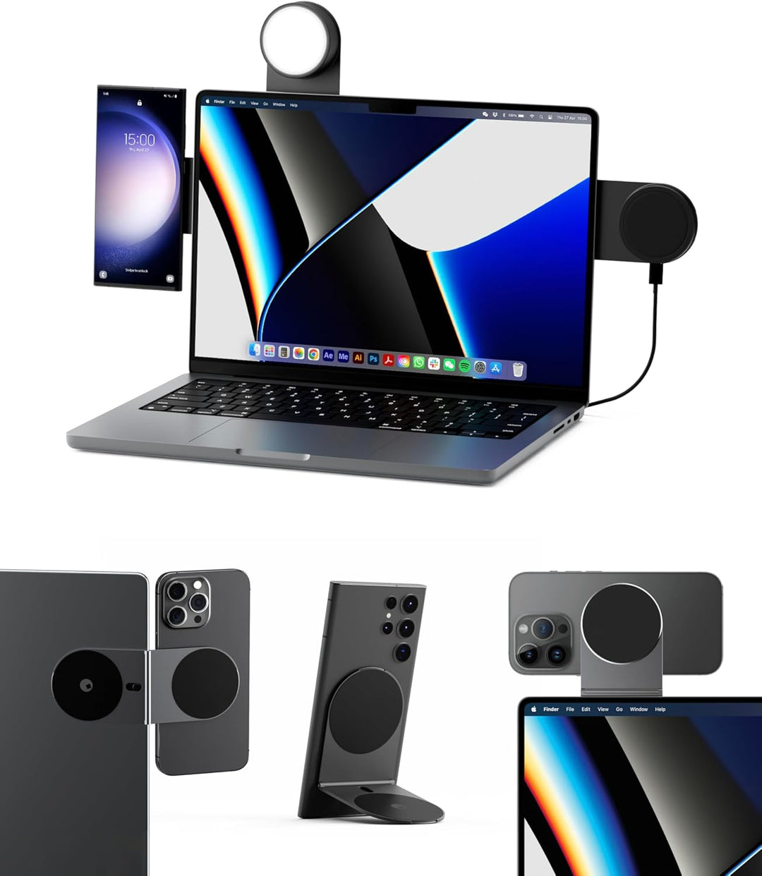 Rolling Square Edge Pro Full Kit – Magnetische Handyhalterung, Universelles Kabelloses Magnetisches