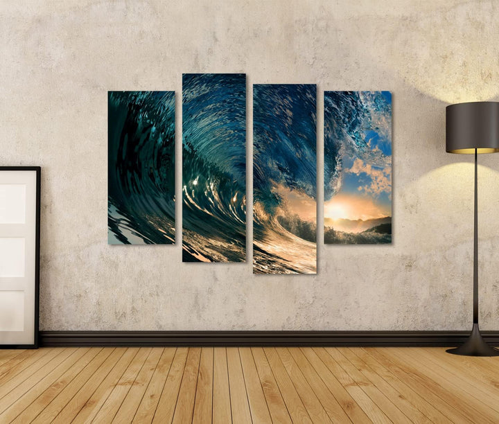islandburner Bild auf Leinwand Sonnenuntergang Strand Ozean Welle Bilder Wandbilder Poster Leinwand