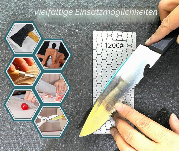 Yuejizhe 6Pcs Diamant Steinschärfer,200/400/600/800/1000/1200 Schärfstein mit extra feiner/grober Pl