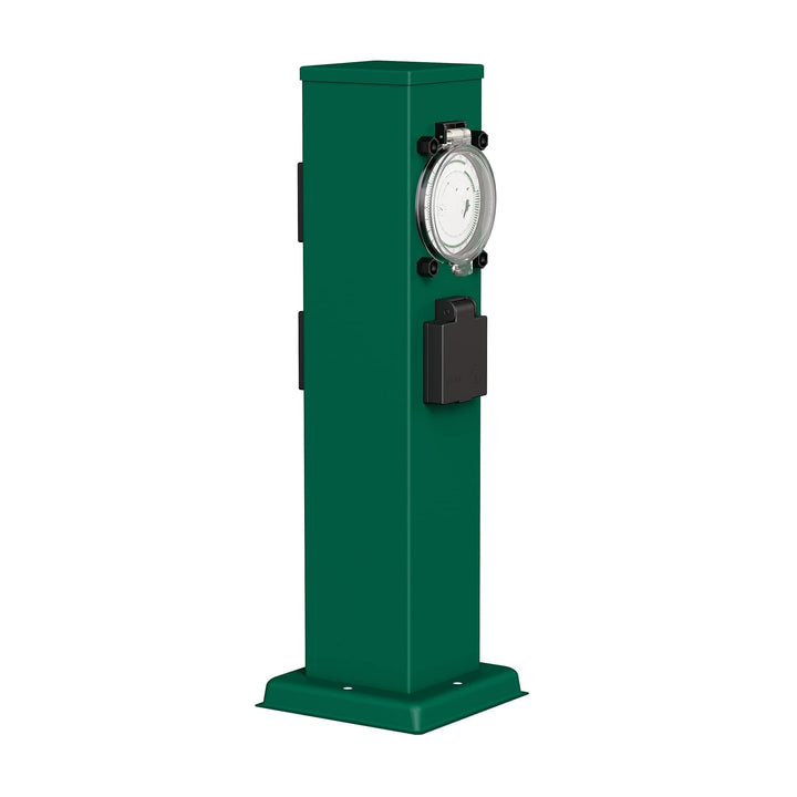 ledscom.de Garten Steckdosensäule Polly für aussen, IP44, Timer/Zeitschaltuhr, 3-Fach, Edelstahl, gr
