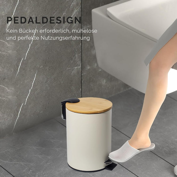 5L Kosmetikeimer Metall, Badezimmer Mülleimer mit deckel, Mülleimer Bad mit Absenkautomatik (Soft Cl