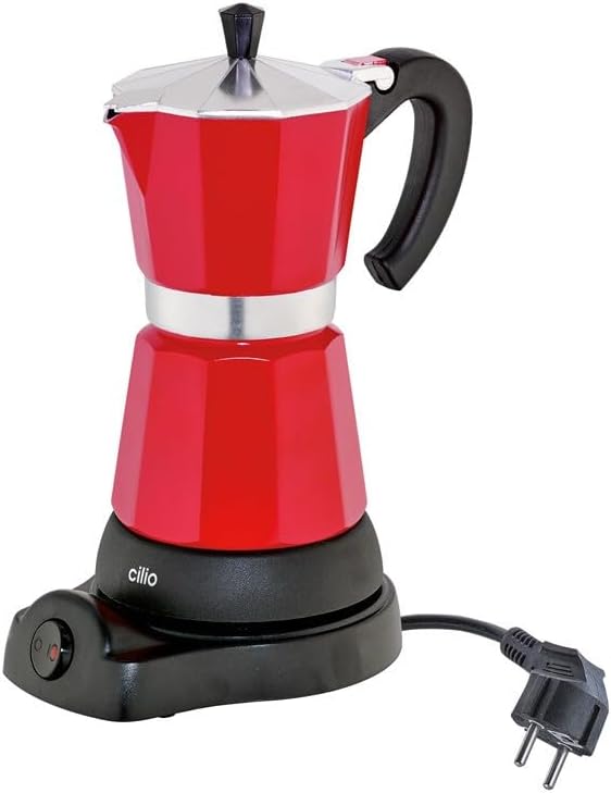 cilio Espressokocher Classico für 6 Tassen | elektrisch 480W | Ø 11,5 cm Höhe: 25 cm | Aluminium | R