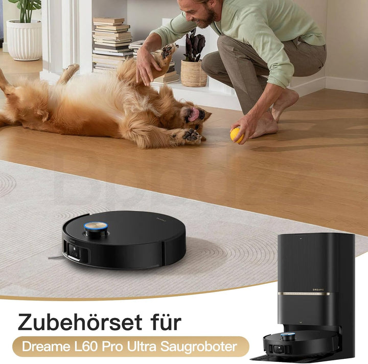 26 Stück Zubehör für Dreame L60 Pro Ultra Saugroboter, 2 Hauptbürsten, 4 Filter, 6 Wischpads, 6 Stau