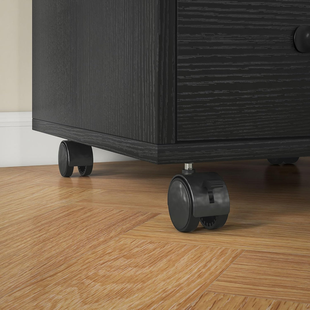HOMCOM 3-Schubladen-Aktenschrank, Mobiler Aktenschrank für Home Office, Kleiner rollender, Druckerst