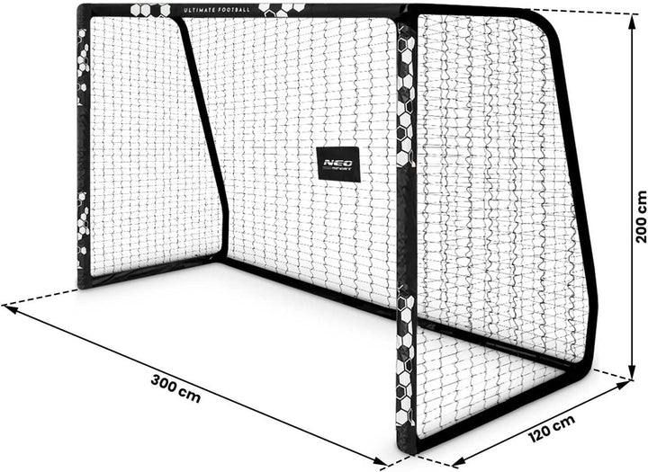 Neo-Sport Fussballtor Fussball Tor für Kinder und Erwachsene Mit Schutzhülle 300 x 200 x 120 cm Schw