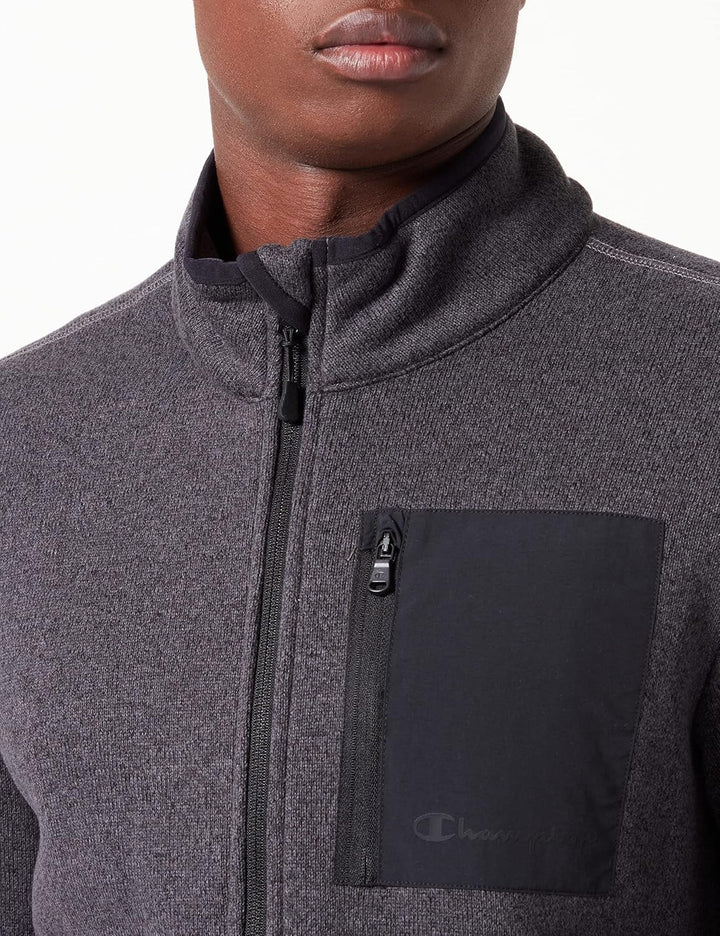 Champion Herren Polar Full Zip Kapuzenpullover XXL Schwarz Melange, XXL Schwarz Melange