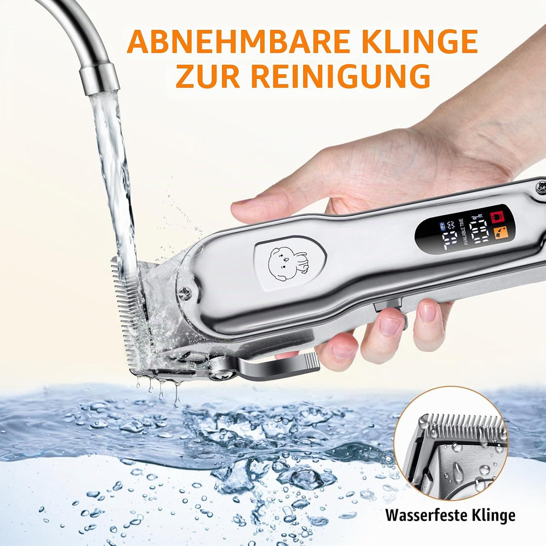 Profi Hundeschermaschine, Schermaschine Hund Katze,Tierhaarschneidemaschine set mit 4 Schneidköpfen
