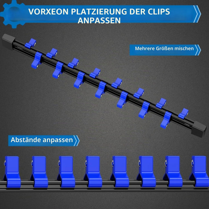 9PC Stecknuss-Organizer Schienen Set Schwarz Blau Grün, robuste ABS Aufbewahrung für Werkstatt, komp