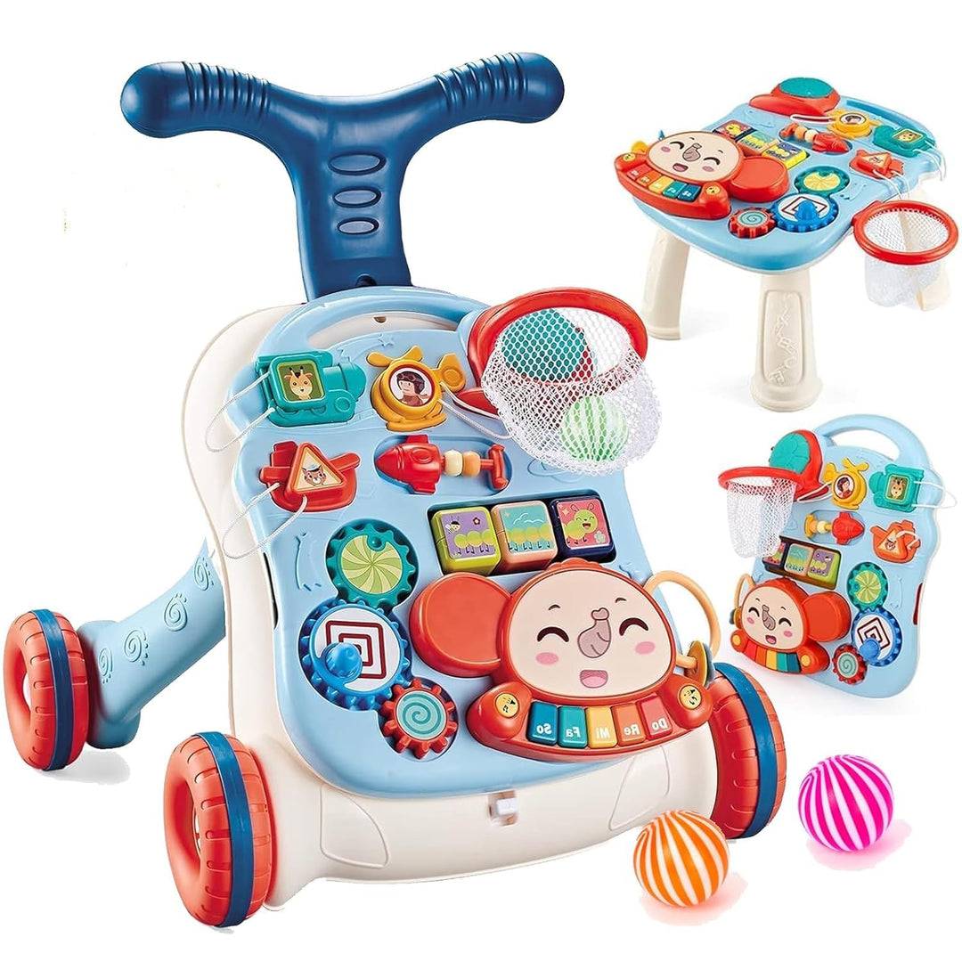 Lauflernhilfe für Kinder, 2 in 1 Lauflernwagen mit Montessori Spielzeug und Geräusche, Musik und abn