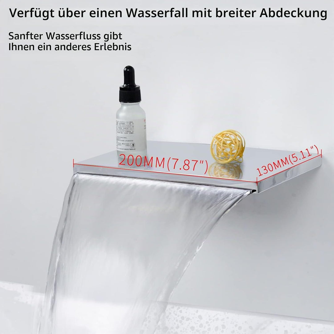 SHANFO Waschtischarmatur Wandmontage Wasserfall Chrom Wasserhahn Unterputz Armatur Einzigen Handgrif
