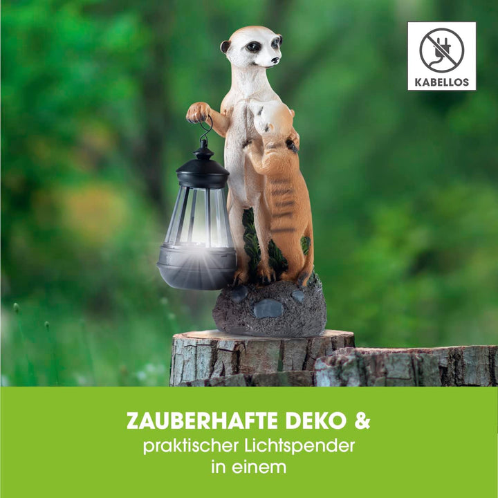 EASYmaxx Solar-LED Erdmännchen-Familie | Handbemalt & kabellos mit automatischem Tageslichtsensor |