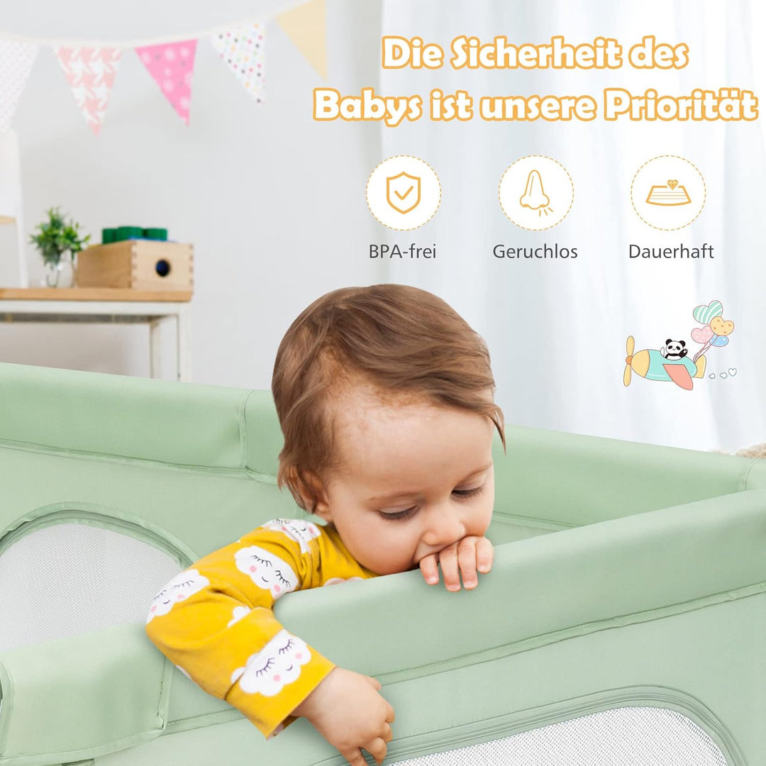 GOPLUS Baby Laufstall mit 50 Spielbällen, Krabbelgitter für Kleinkinder & Säulinge, Laufgitterzelt m