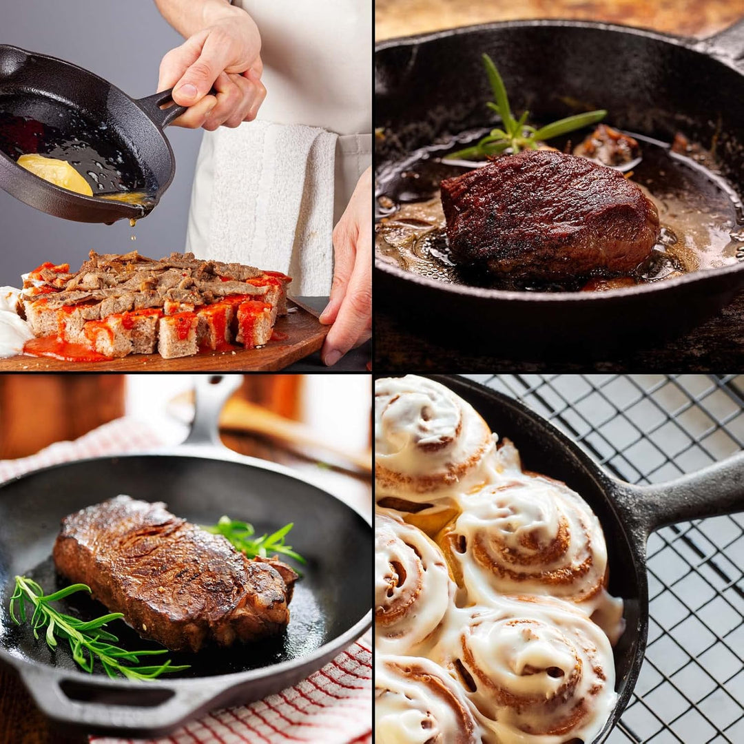 Wiltec Bratpfanne aus Gusseisen Ø30cm, Feuerpfanne mit Griff und Ausgiesser, Grillpfanne Ø 300 x 55