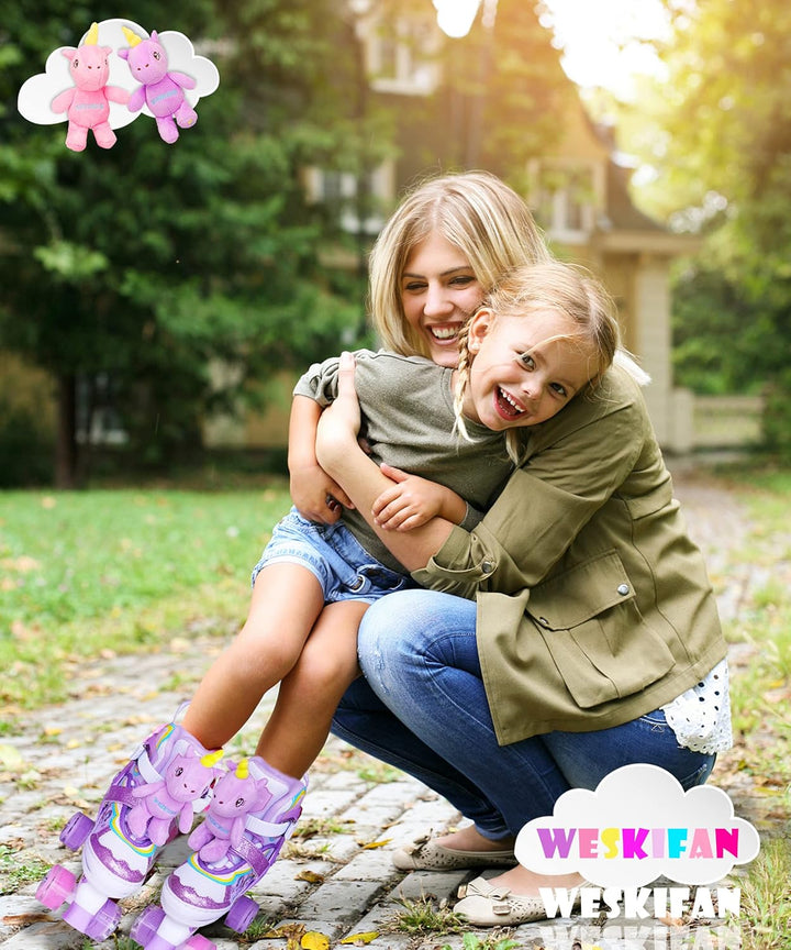Kinder Einhorn-Puppe Rollschuhe für Mädchen 4 Grössen Verstellbar Mit Leuchtenden Rädern Quad Roller
